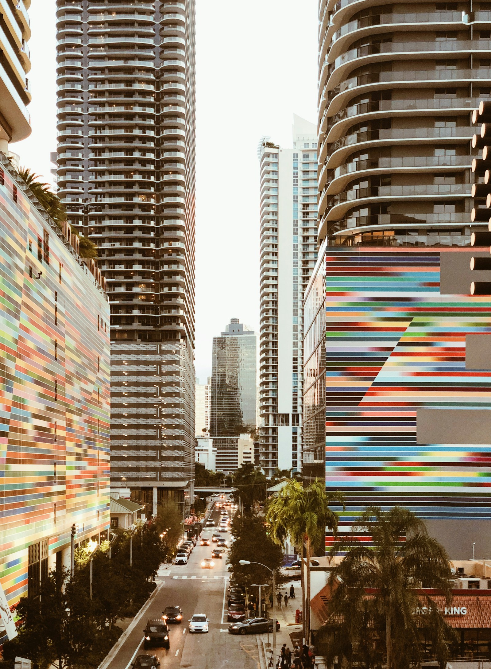 High-rise towers and palm-lined street in Brickell Miami